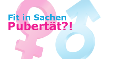 Online-Übungen Pubertät Symbol männlich weiblich in pink und blau